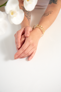 Pulsera Racimo Hojitas Dorado