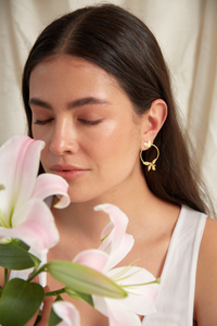Aretes Midi Racimo Hojitas Circulo Dorado