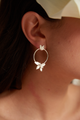 Aretes Midi Racimo Hojitas Circulo Plateados