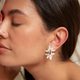 Aretes Topos Doble Racimo Hojitas Plateados