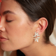 Aretes Topos Doble Racimo Hojitas Plateados