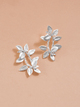 Aretes Topos Doble Racimo Hojitas Plateados