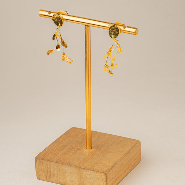 Aretes Mini Hoja Chiribiquete Dorado