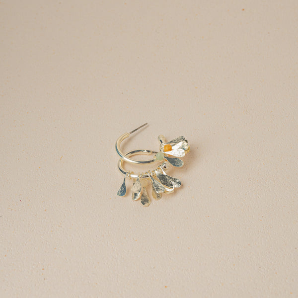 Aretes Candongas Pequeñas Hojas Chiribiquete Plateado