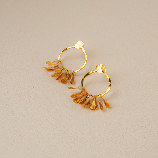 Aretes Midi Circulo Hojas Chiribiquete Dorado