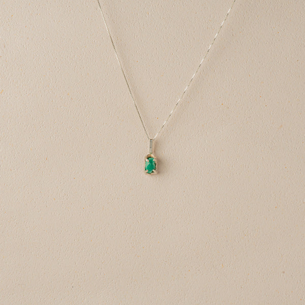 COLLAR ESMERALDA DIJE TIPO VETAS PLATA LEY 950
