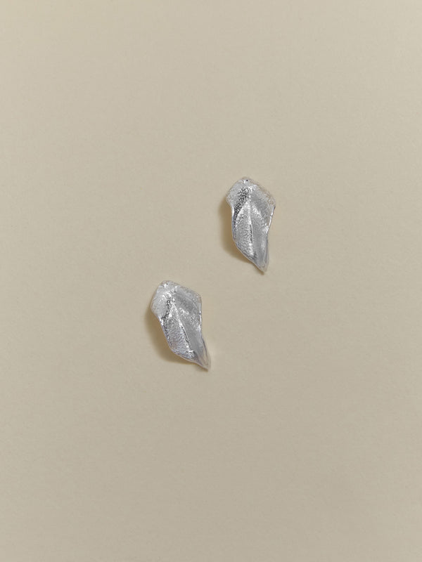 Aretes Topo Mini Hoja Denia Plata Ley 950