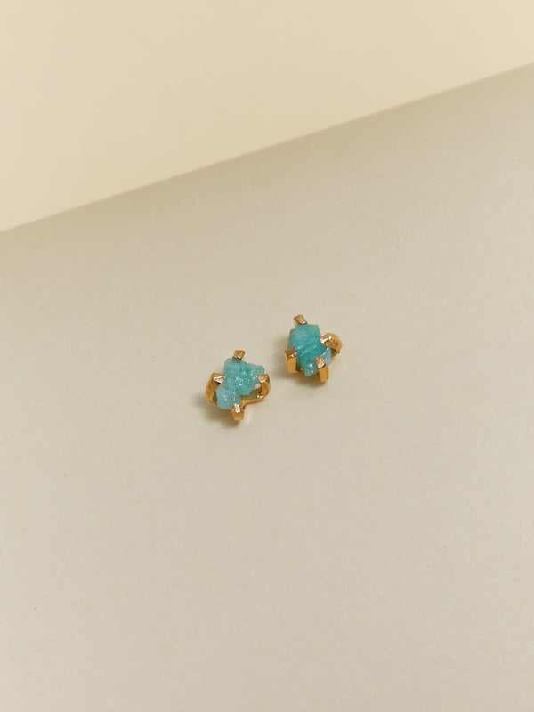 Aretes Esmeralda Chivor en Bruto Dorados
