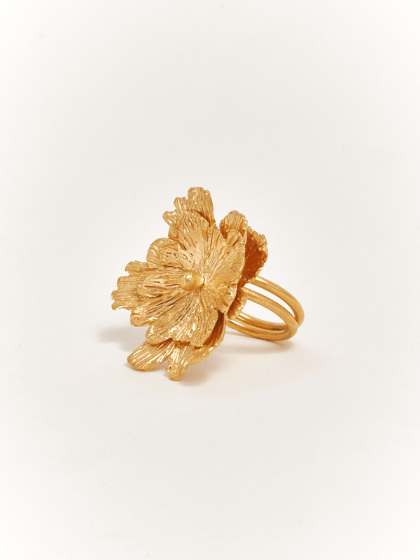 Anillo duo de flores dorados