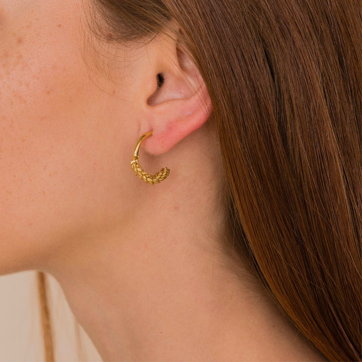 Aretes candonga suculenta punticas baño oro - Pilú Joyería. Joyas y accesorios con diseños exclusivos