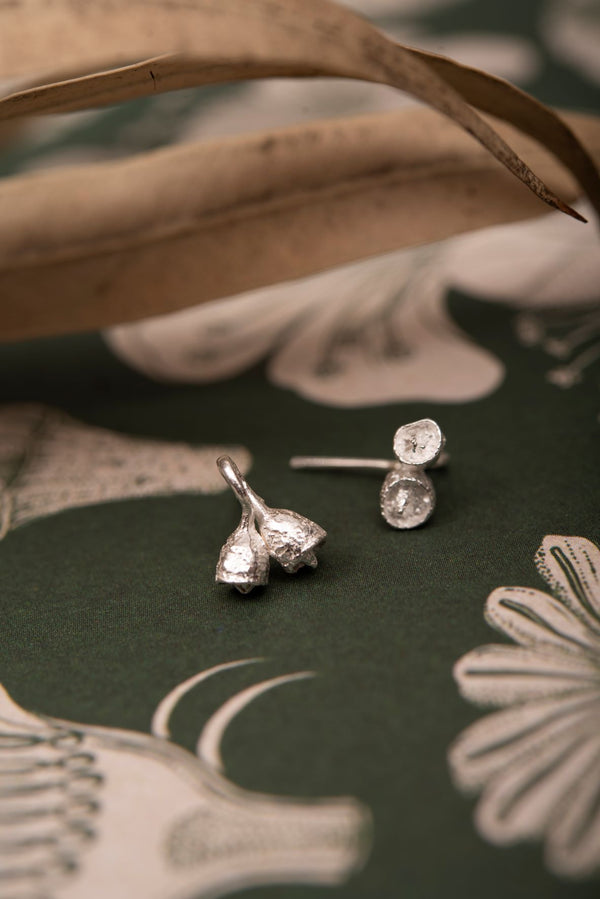 Aretes Jardín Dúo Campanitas Plata ley 950