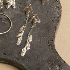 Aretes Largos Abanico Plata Ley 950