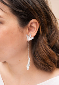 Aretes Largos Abanico Plata Ley 950