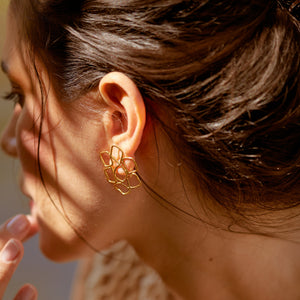 Aretes atarraya dorados (sin hilos)