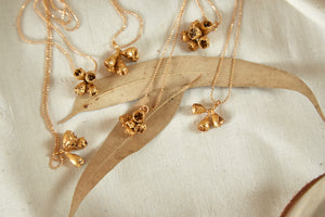 Collar Racimo Campanita Eucalipto Baño de Oro