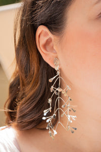 Aretes maxi hojas Chiribiquete baño plata