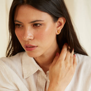 Aretes Topos Plomo Dorados