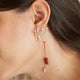 Aretes Atarraya Hilo Rojo Baño Plata