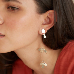 Aretes Largos Semilla Sagrada Baño Plata