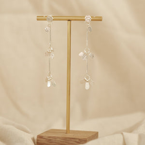 Aretes Largos Semilla Sagrada Baño Plata