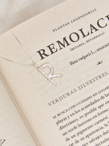 Collar R Alfabeto Natural Plata