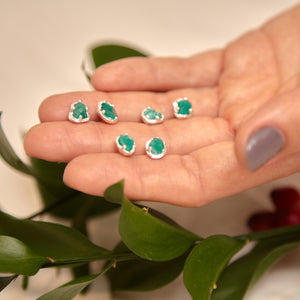 Aretes Vetas Esmeralda en bruto Plata ley 950